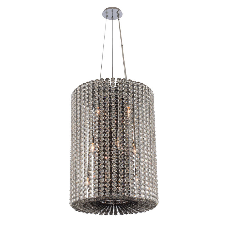 Anello 31" Polished Chrome Crystal Drum Chandelier