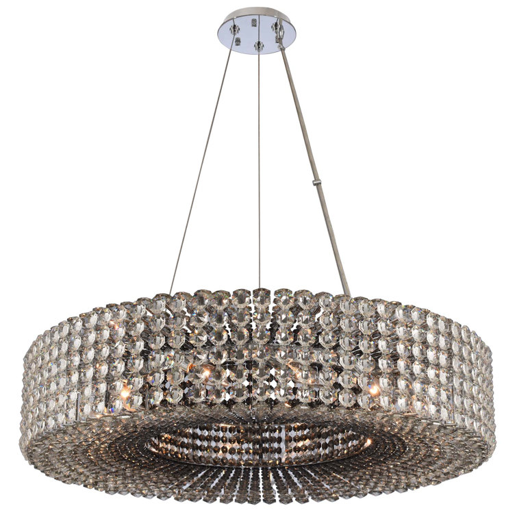 Anello 32'' Chrome Crystal Drum Chandelier