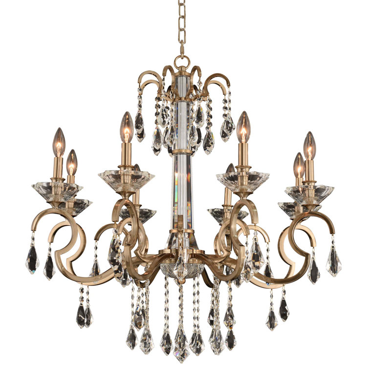 Valencia 8-Light Brushed Champagne Gold Crystal Chandelier