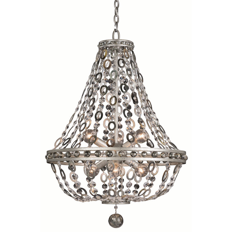 Lucia 6-Light Crystal and Chrome Empire Chandelier