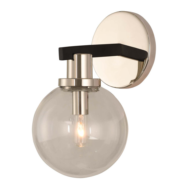 Matte Black and Nickel Dimmable Glass Orb Sconce