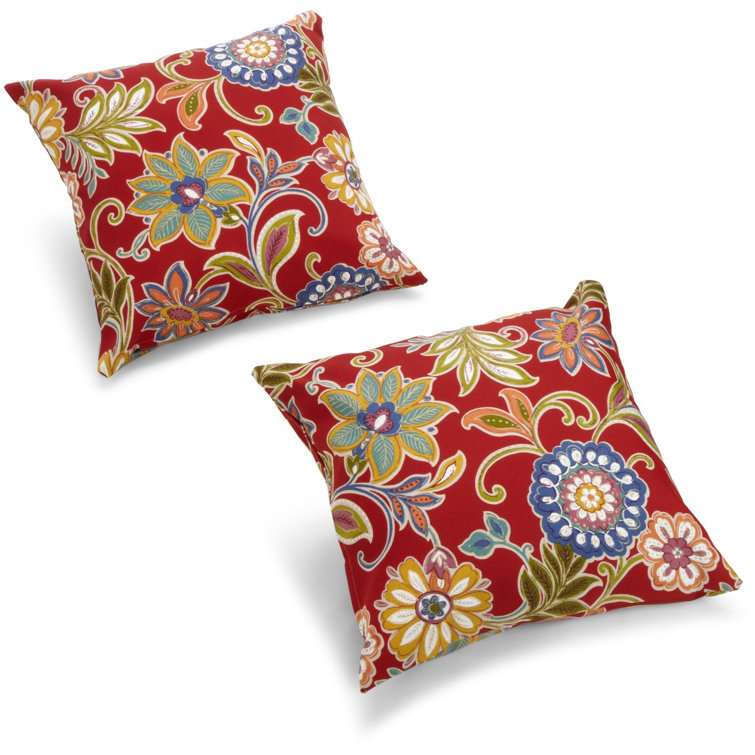 Alenia Pompeii Red Floral Outdoor Throw Pillow Set
