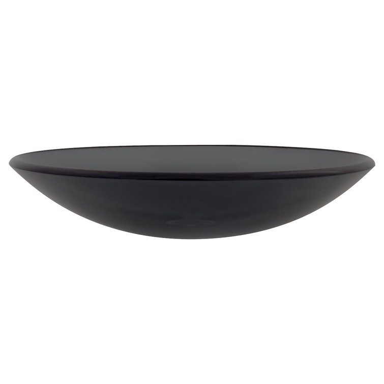 Gray 18'' Round Glass Above-Counter Bathroom Sink