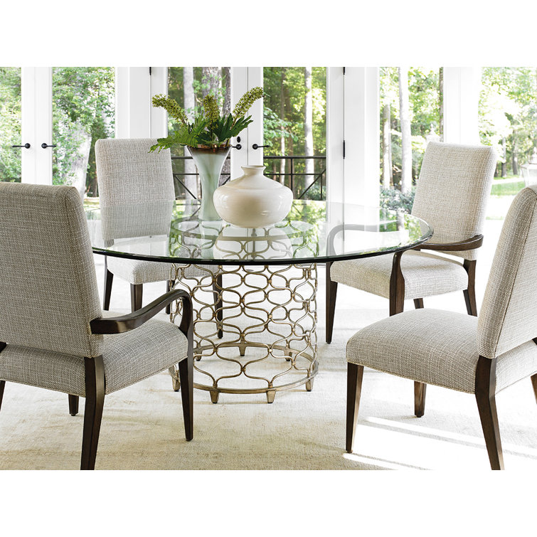 Contemporary 54" Silver Glass Round Dining Table