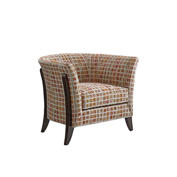 Shadow Ridge Casual Elegance Dark Brown Armchair with Red/Orange Polyester