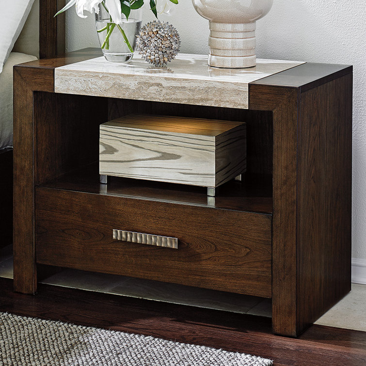 Contemporary Brown Modern Night Table with 1 Drawer
