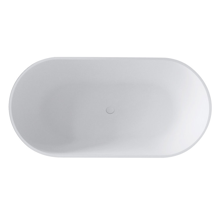Matte White 70-Inch Oval Freestanding Acrylic Bathtub