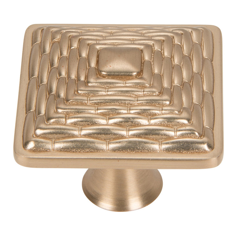 Champagne Square Woven Texture Knob with Mounting Hardware