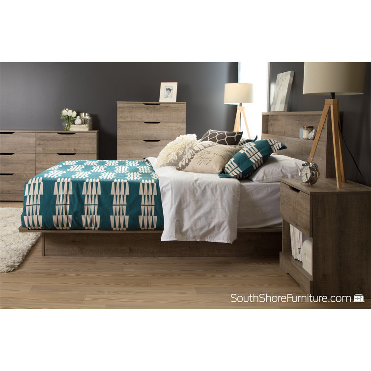 Holland Weathered Oak 1-Drawer Nightstand with Open Storage