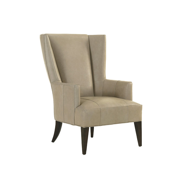 Brockton Modern Brown Leather Wing Chair