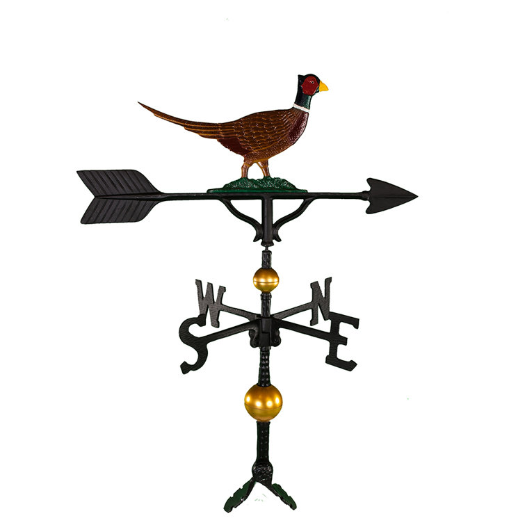 32-Inch Deluxe Black and Gold Aluminum Pheasant Weathervane