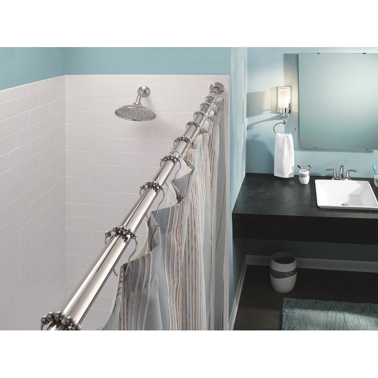 Chrome Adjustable Tension Mounted Straight Shower Curtain Rod