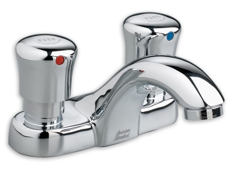 Polished Chrome 4-Inch Brass Metering Bathroom Faucet