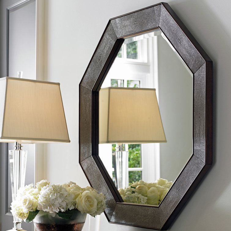 Transitional Brown Walnut Octagonal 36" Mirror