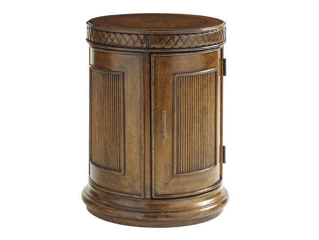 Transitional Bali Hai Belize 19'' Drum End Table with Storage