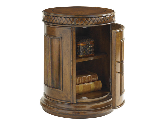 Transitional Bali Hai Belize 19'' Drum End Table with Storage