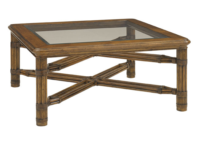 Capri Transitional Brown Square Cocktail Table with Storage