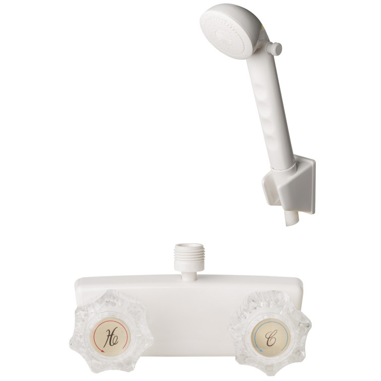 White Non-Metallic RV Shower Diverter with Handheld Shower Set