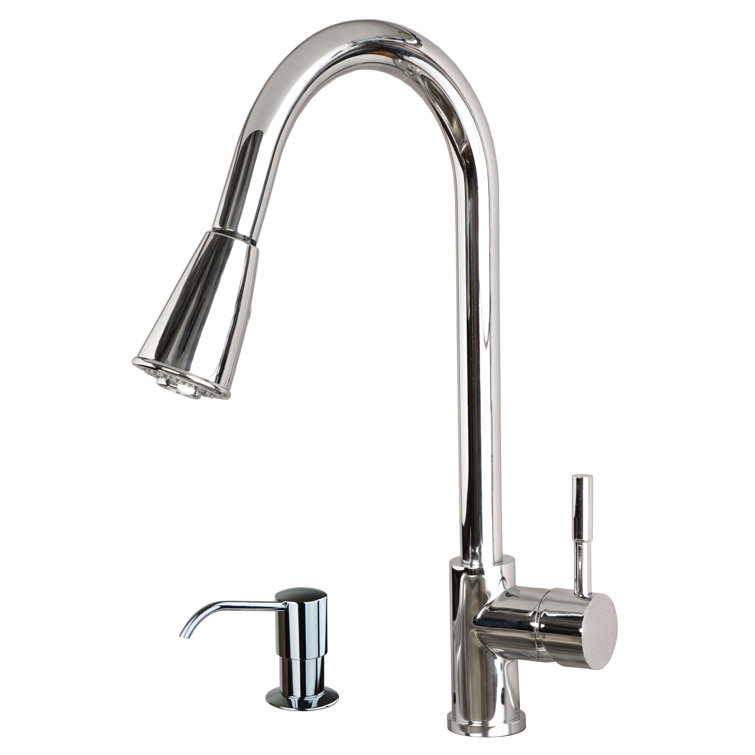 Chrome High Arc Pull-Down Kitchen Faucet with Soap Dispenser