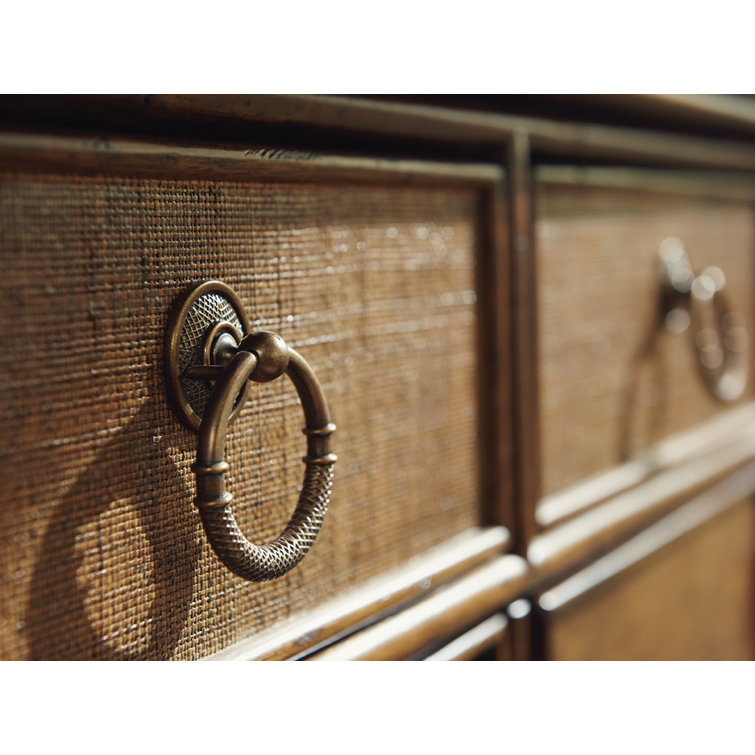Bali Hai 72'' Brown Rattan and Bamboo Buffet with Leather Accents