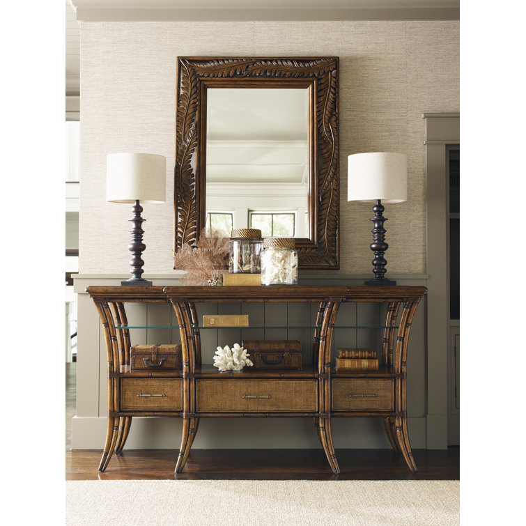 Contemporary Tropical 70'' Brown Rattan & Bamboo Sideboard