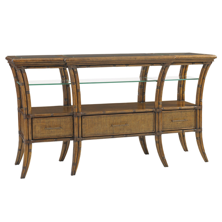 Contemporary Tropical 70'' Brown Rattan & Bamboo Sideboard