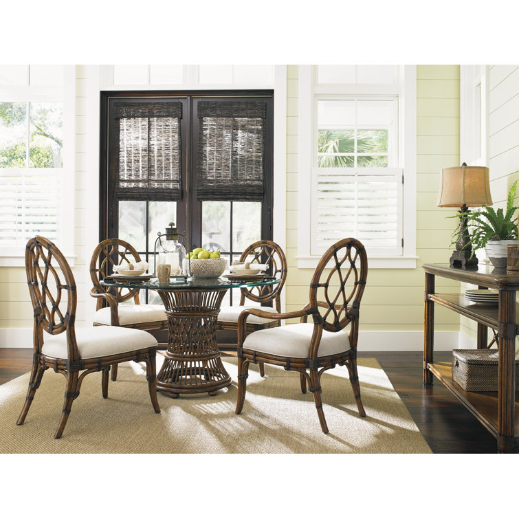Ivory Transitional Oval Back Rattan Side Chair