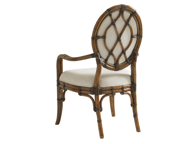 Caribbean Sunset Cream Rattan Transitional Arm Chair