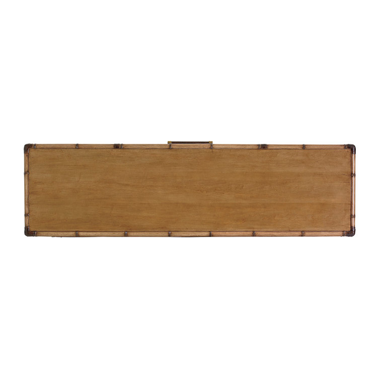 Twin Palms 72" Brown Bamboo and Raffia Buffet with Brass Accents