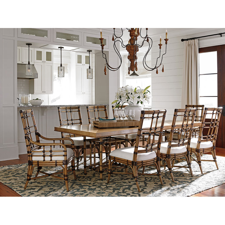 Brown Extendable Bamboo and Wood Dining Table