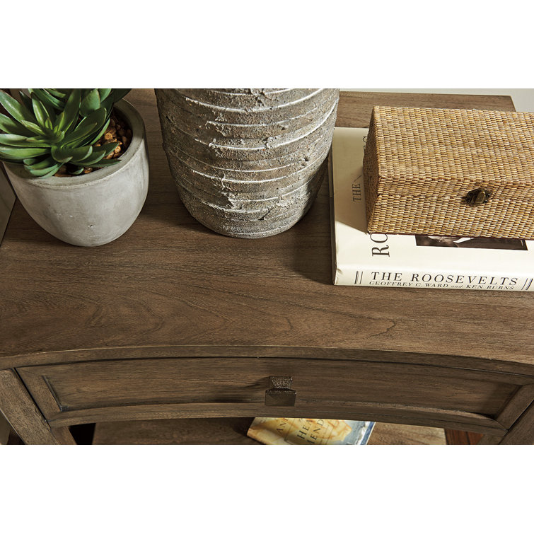 Transitional Gray-Brown Concave Front 1-Drawer Nightstand