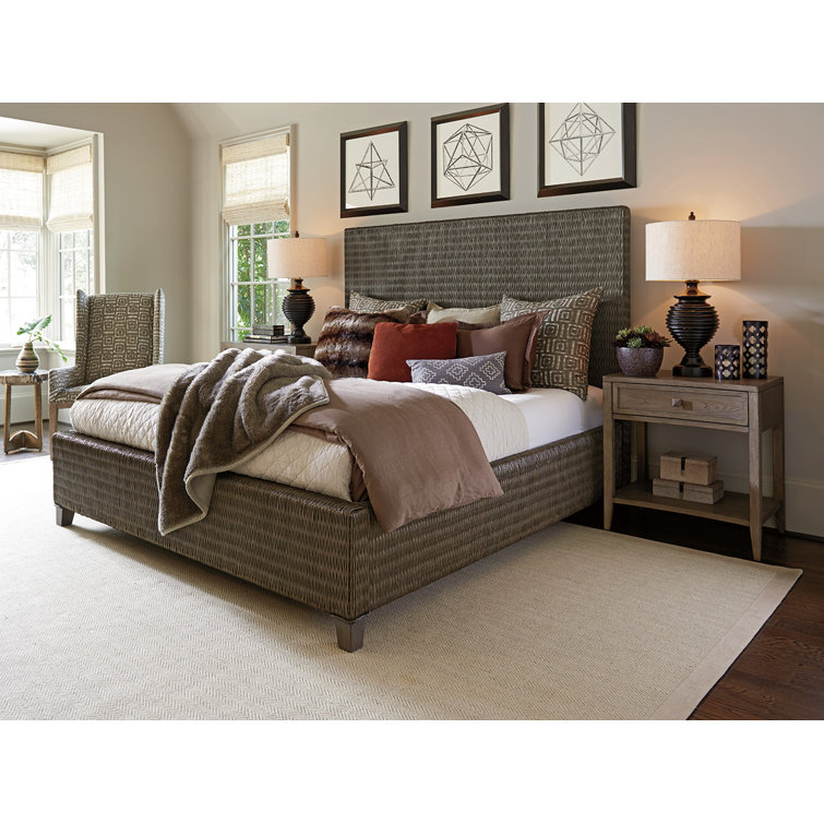 Transitional Gray-Brown Concave Front 1-Drawer Nightstand