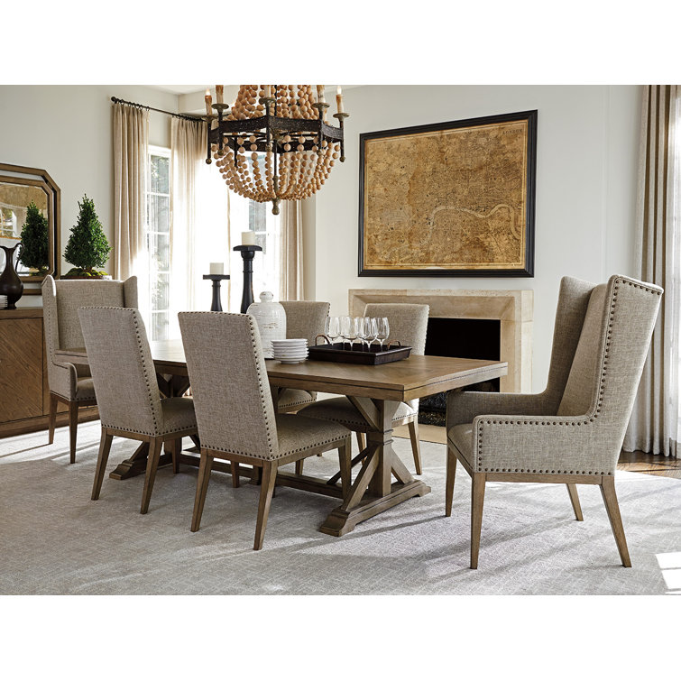 Hatteras Gray Elm Extendable Dining Table with Metal Trestle Base