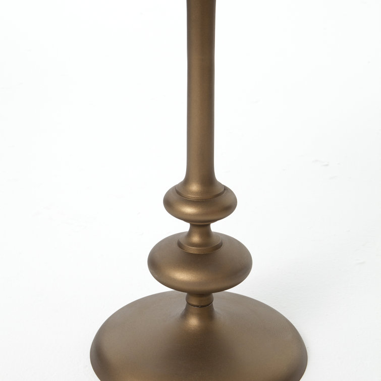 Contemporary Marlow Round Stone & Metal Side Table in Gold