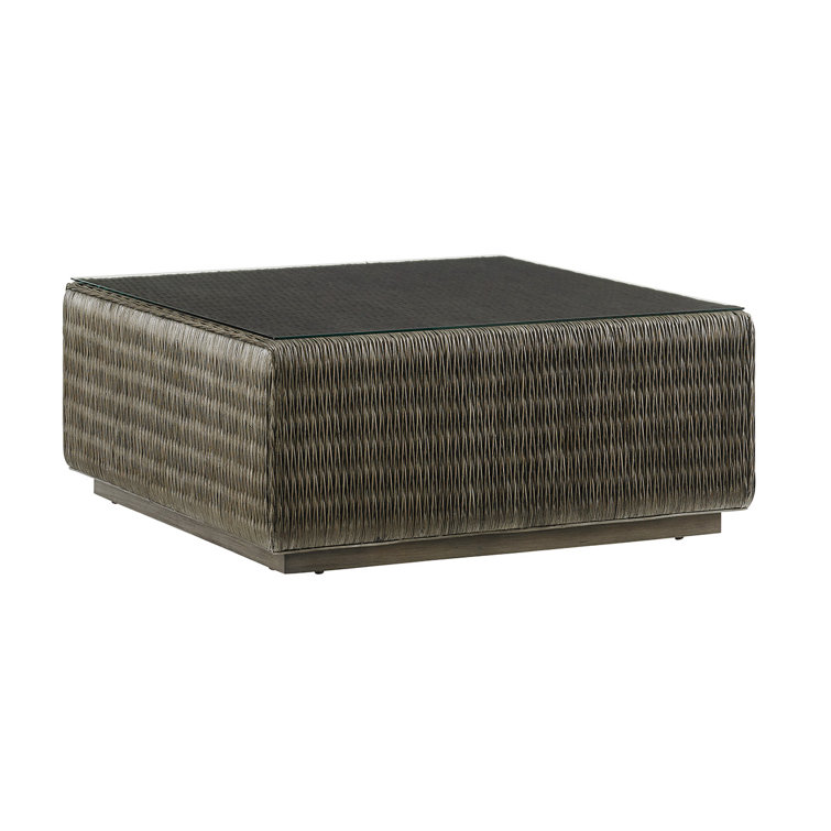 Transitional Smoke Gray Square Cocktail Table with Storage