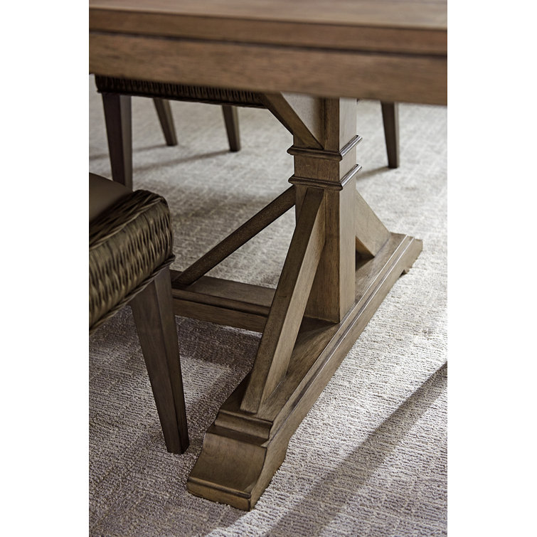 Hatteras Gray Elm Extendable Dining Table with Metal Trestle Base