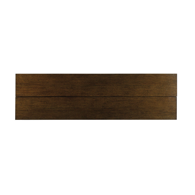 Transitional Brown Wood and Metal Rectangular Console Table