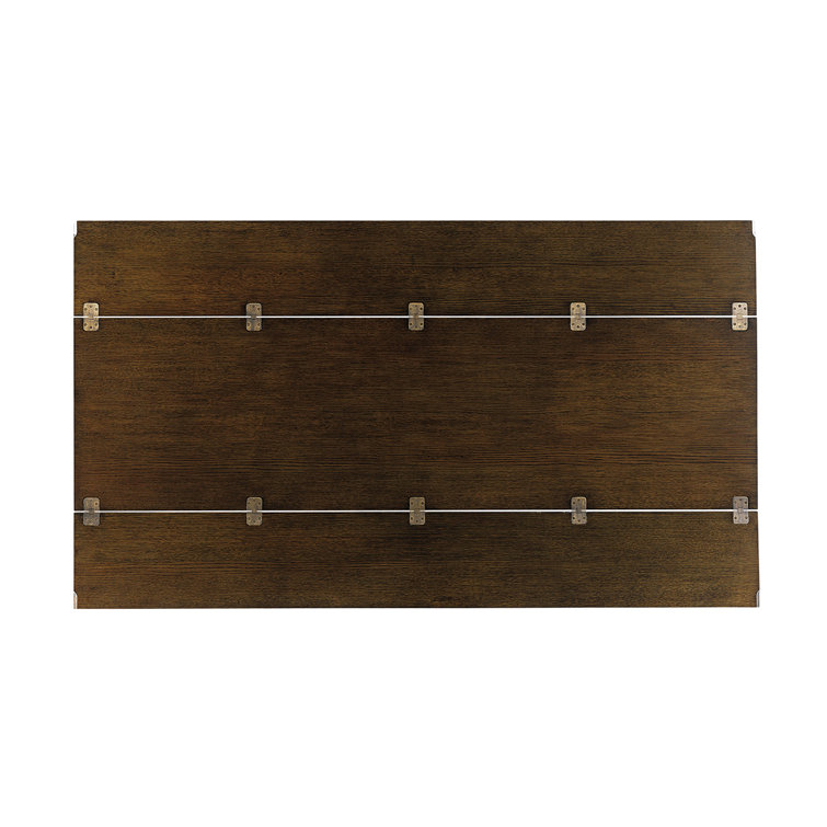 Transitional Brown Wood and Metal Rectangular Console Table