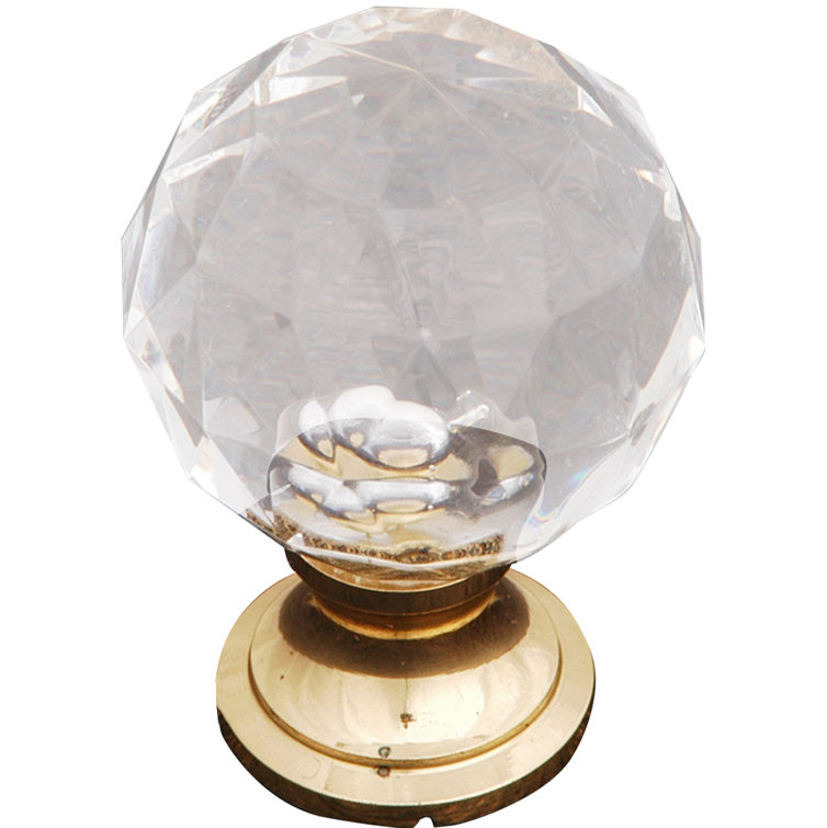 Polished Brass and Clear Acrylic Round Cabinet Knob