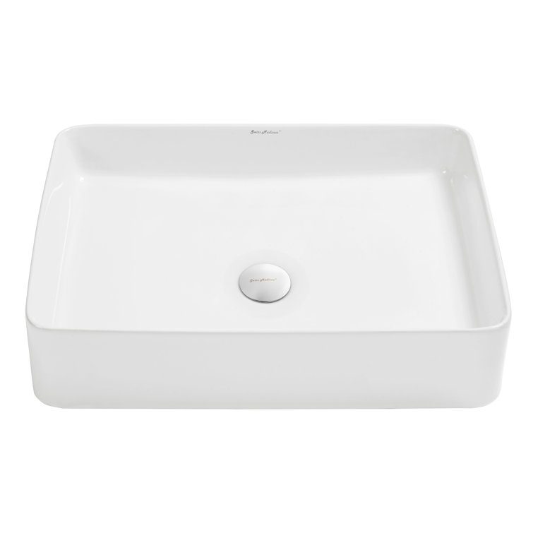White Ceramic Above-Counter Rectangular Vessel Sink