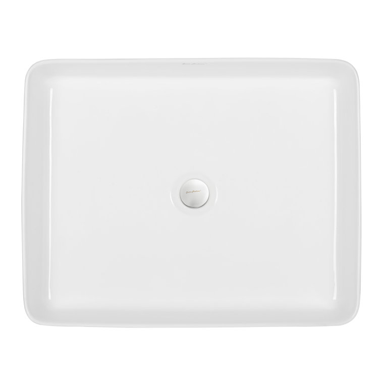 White Ceramic Above-Counter Rectangular Vessel Sink
