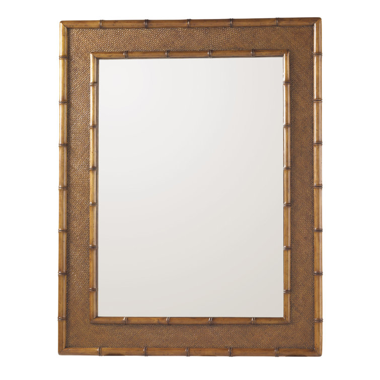 Coastal Plantation Brown Wood & Leather Rectangular Dresser Mirror