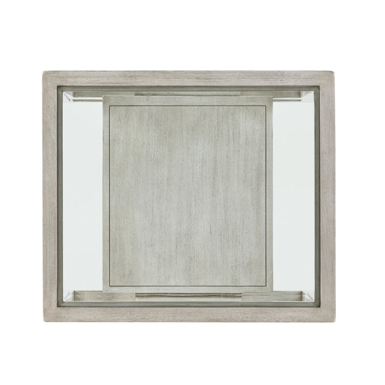 Cream Wood and Metal Rectangular End Table