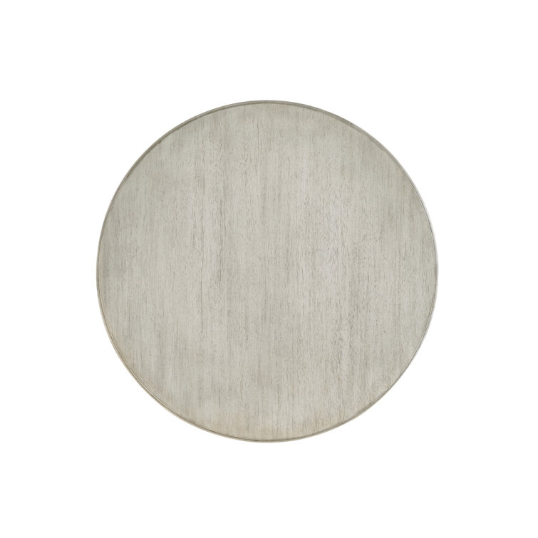 Transitional Oyster Cream 24" Round Wood & Metal Side Table