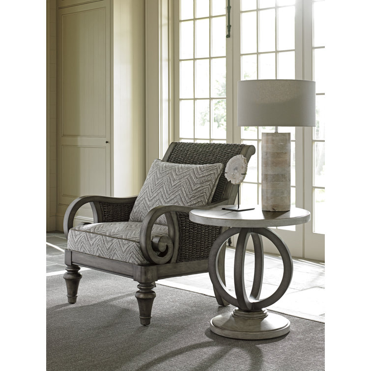 Transitional Oyster Cream 24" Round Wood & Metal Side Table