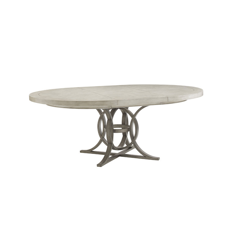 Elegant Cream Round Wood Extendable Dining Table for Six