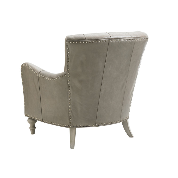 Westcott Gray Leather Tufted Accent Chair