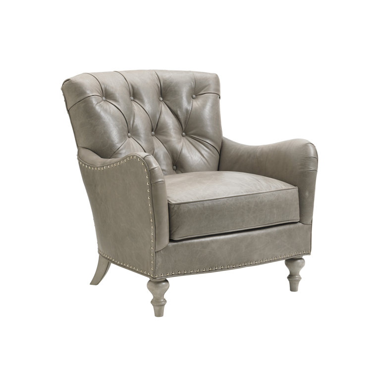 Westcott Gray Leather Tufted Accent Chair
