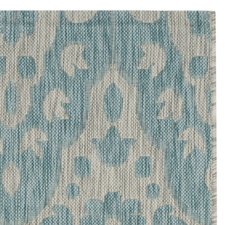 Grey and Aqua Medallion Tufted Reversible Rug