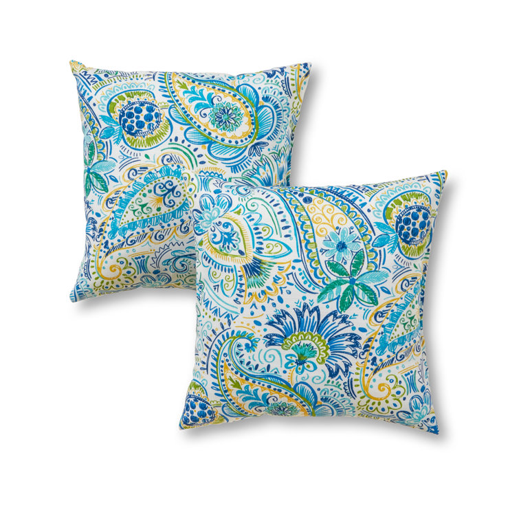 Baltic Paisley 17'' Square Outdoor Accent Pillow Set